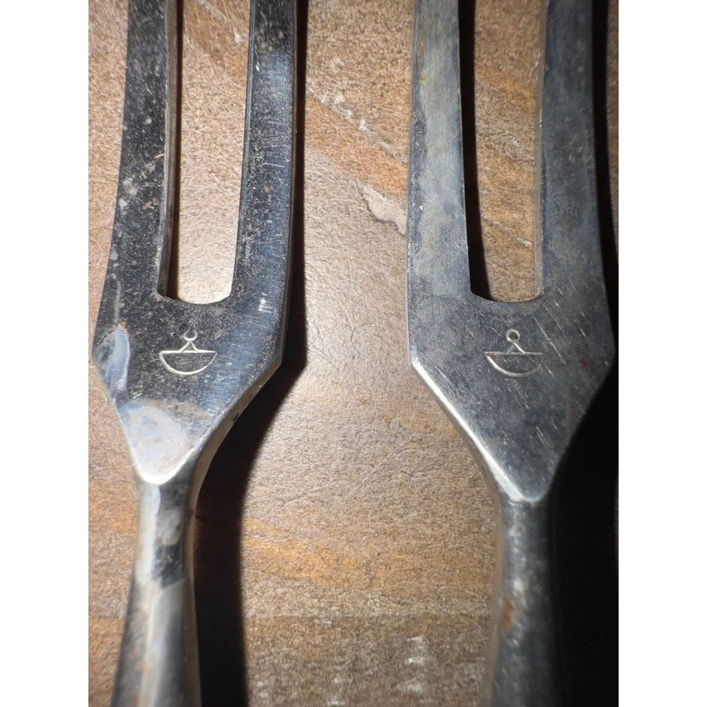 G Felix Solingen Rein Nickel Fish Knives and Cold Meat Forks Horn Handles 4pc